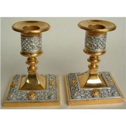 Pair French Ormolu & Silver Dwarf Candlesticks#1822039