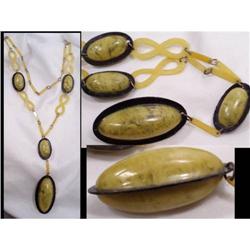 DECO Celluloid DROP NEcklace YELLOW slag #1822395