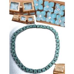 OLD SIGNEd Czech FLORETTE GLass necklace #1822404