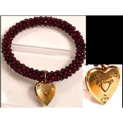 Victorian Bohemian Garnet Bangle Charm locket #1822432