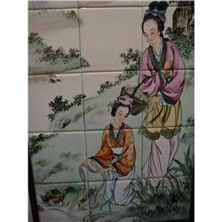 hand paint Japanese on tiles, framed, signed! #1822437