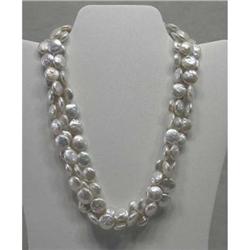 White Fresh Water Coin Pearl Necklace #1822478