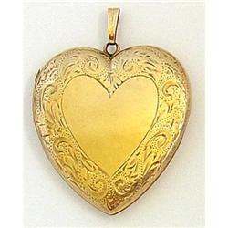 14 Kt. Gold Heart Locket with Engraved Design #1822613