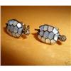 Image 1 : 14K Gold Mother-of-Pearl Diamond TURTLE Earring#1822690