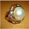 Image 1 : 14K Yellow Gold Mabe Pearl & Diamond Ring #1822706