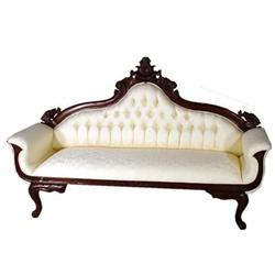 WHITE SILKEN CLEOPATRA VICTORIAN SOFA SETTEE #1822761