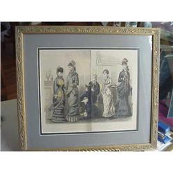 GORGEOUS ORIGINAL 1870s FASHION ENGRAVING #1822806