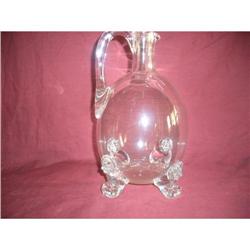 ANTIQUE GLASS FOUR LEGED JUG #1822880