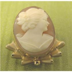 14K GF Carved Shell Cameo Brooch/Pendant #1834317