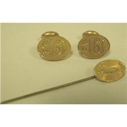 Vintage 14K "1913" Mens Cuff Links & Stick Pin #1834318