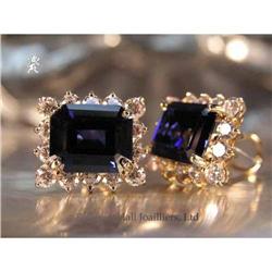 RHJ Sharp Synthetic Sapphire Earrings & CZs #1834320