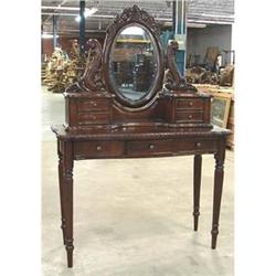 ANTIQUE FRENCH VICTORIAN VANITY TABLE W/ MIRROR#1835161