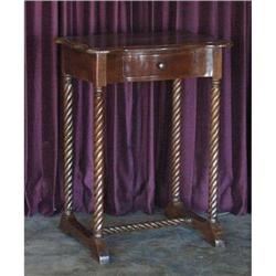 WALNUT VICTORIAN BARLEY TWIST PARLOR END TABLE #1835162