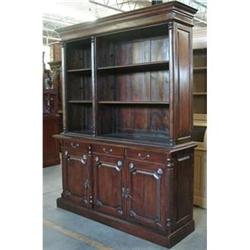 HUGE ANTIQUE LIBRARY LAWYER WALNUT BOOKCASE #1835172