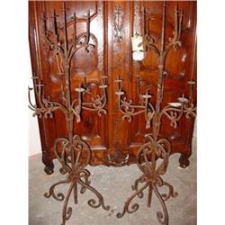 Pair of French Iron Floor Candleabras #1835277