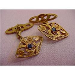 Art Nouveau 18K Cufflinks with Sapphire #1845095