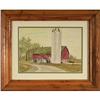 Image 1 : Barn and Silo, Original Watercolor by J. #1845104