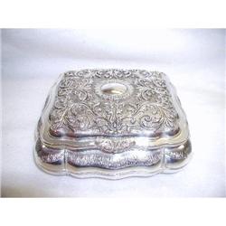 Silver Plate Jewelry Box C.1920 Pristine #1845143