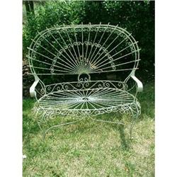 French Wire Settee Peacock Style 19th C #1845162