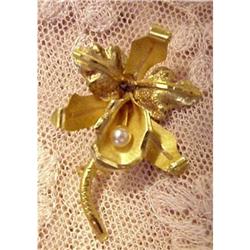 18k Yellow Gold Brooch ORCHID #1845235
