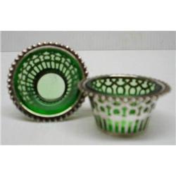 STERLING&GLASS LINERS SALT CELLARS-PAIR  #1845253