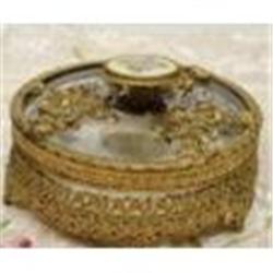 EARLY 1900's FILIGREE & ENAMEL JEWELRY BOX  #1845259