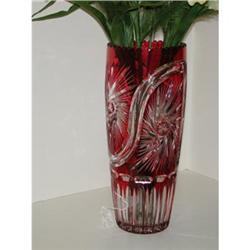 Large crystal vase - Cut ruby to clear #1845352