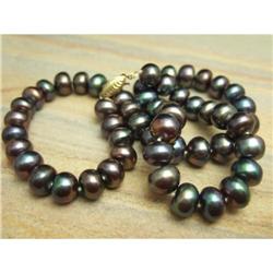 9-10mm Frshwtr Black Pearl Necklace w/Gold #1845358
