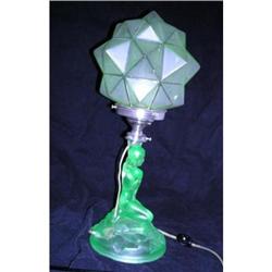 Rotterdam Lady on Rocks Uranium Glass Lamp with#1845392