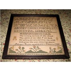 Abigail Brown Sampler 1825 Leicester MA #1845398