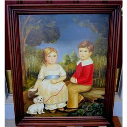 Folk Art Painting Girl and Boy Jane Eckelberry #1845400