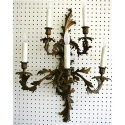 Pair of French Antique Bronze Sconces #1845428