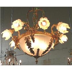 Bronze and Crystal Chandelier Ceiling Fixture #1845452