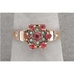Victorian Garnet and Seed Pearl Ring #1845473