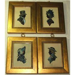 Four Miniature Watercolor Silhouette Portraits #1845510