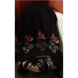 Exquisite Antique Chinese Export Black Shawl #1845526