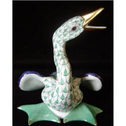 Fine Herend Green Fishnet Figurine of a Duck #1845527