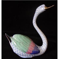 Fine Herend Blue Fishnet Figurine of a Swan #1845532