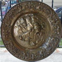 PLAQUE Large ANTIQUE Decorative - GROUP Scene -#1845541