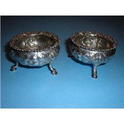 Pr sterling silver English salt cellars #1845558