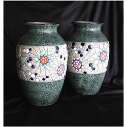 CZECH AMPHORA  Deco Matched Pair  Florals #1845596