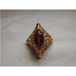 Estate 14K Gold Filigree Handmade Marquise Ring#1845622
