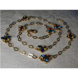 Estate 14K YG Gold Enamel Butterfly Necklace #1845626