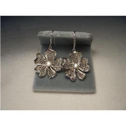 14K WG Diamond Hanging Floral Lace Earrings #1845647