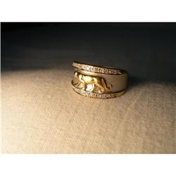 Estate 14K YG WG Gold Diamond Panther Band Ring#1845653