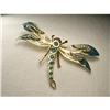 Image 1 : 14K YG Ruby Emerald Diamond Dragonfly Brooch #1845673
