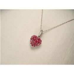 14K WG Ruby Diamond Heart Pendant Necklace #1845679