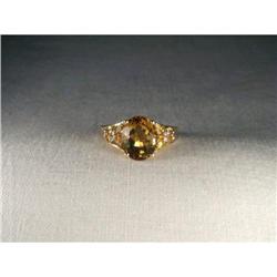 Estate 14K Gold Citrine Diamond Filigree Ring #1845681