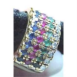 Ladies multi gem stone wide gold band #1845684