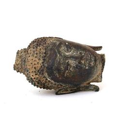 19C Thai Tibetan Bronze Buddha Head #1845718